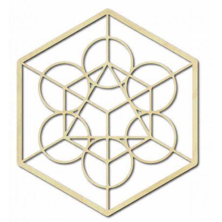 Drewniany obraz geometryczny na ścianie żniwa