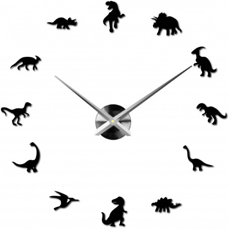 Sentop - Zegar ścienny z lustrem duży DINOSAURY i czarny SZ067