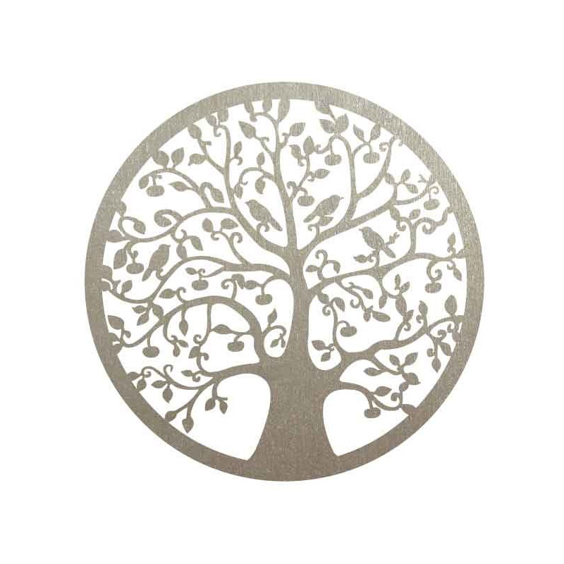 Drewniany obraz przedstawiający drzewo i ptaki...