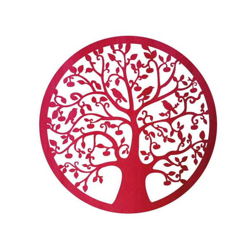 Drewniany obraz przedstawiający drzewo i ptaki...