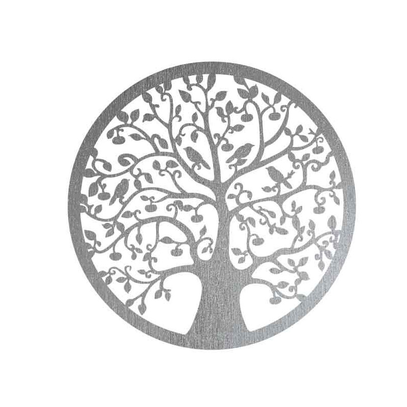 Drewniany obraz przedstawiający drzewo i ptaki...