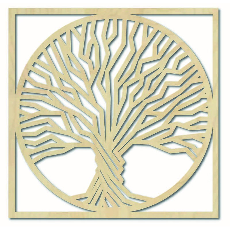 Drewniany obraz ścienny drzewo w ramie