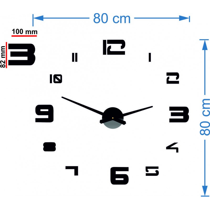 Samoprzylepny zegar ścienny lustrzany PROFI CLOCK 3D