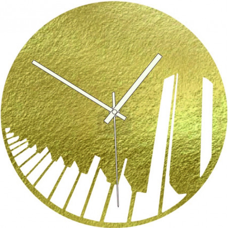 Drewniany zegar fortepian symfonia czarny i kolorowy - BUBO