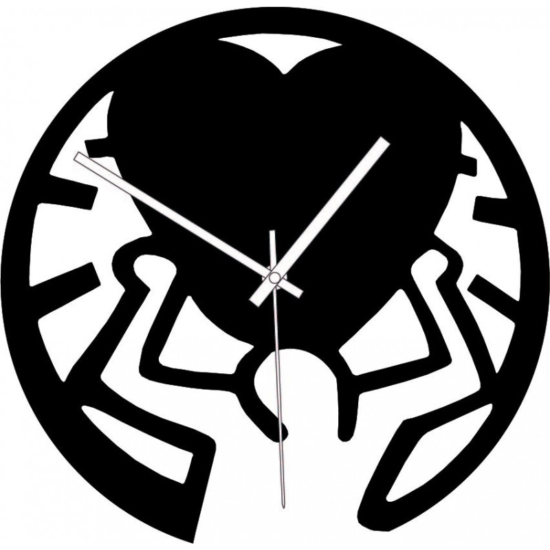 Drewniany zegar - miłość na ramionach czarny i...