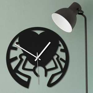 Drewniany zegar - miłość na ramionach czarny i kolorowy |... 2