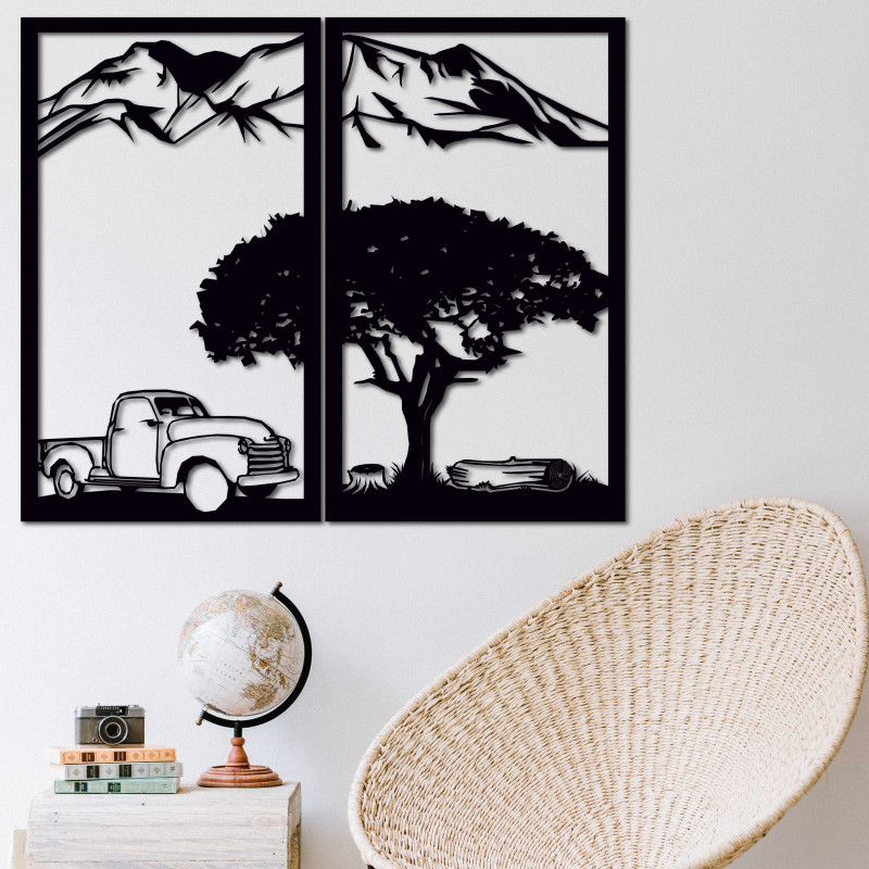 Rzeźbiony dwuczęściowy obraz ścienny o tematyce...