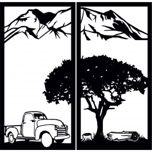 Rzeźbiony dwuczęściowy obraz ścienny o tematyce natury -... 2