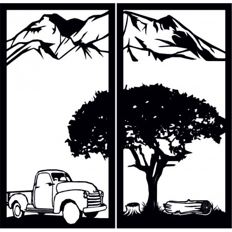 Rzeźbiony dwuczęściowy obraz ścienny o tematyce natury - BULISA