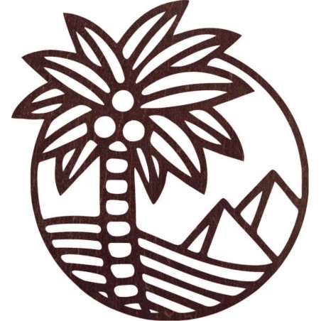 Drewniany obraz ścienny przedstawiający palmę na plaży - MALLAWI