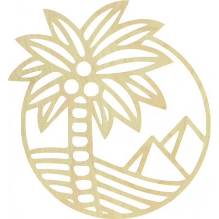 Drewniany obraz ścienny przedstawiający palmę na plaży - MALLAWI