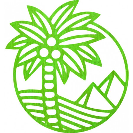 Drewniany obraz ścienny przedstawiający palmę na plaży - MALLAWI