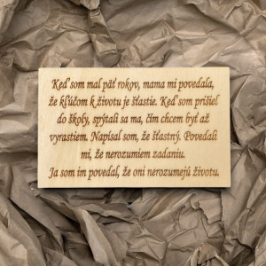 Drewniany napis z tekstem - Klucz do życia | SENTOP 2