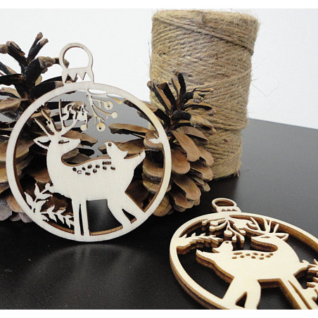 Ozdoba świąteczna Jeleń z drewna, wymiary: 79x90 mm PR0009