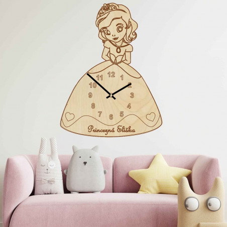 Drewniany zegar dziecięcy - Księżniczka z imieniem | SENTOP PR0440