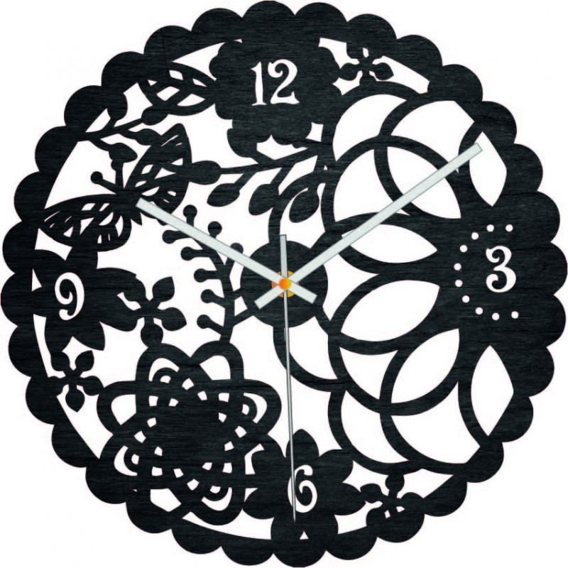 Drewniany zegar ścienny Butterfly Meadow - FORSED