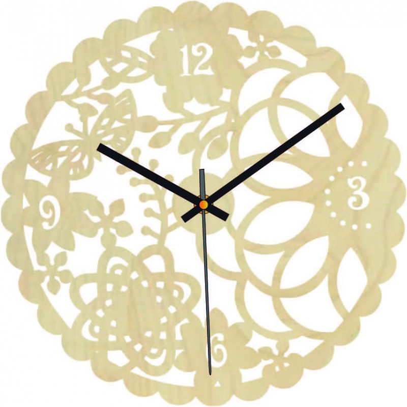 Drewniany zegar ścienny Butterfly Meadow - FORSED