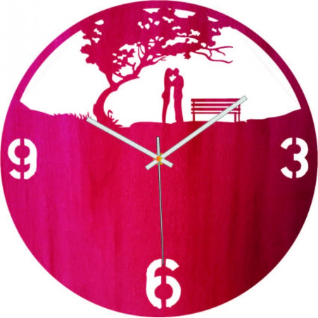 Drewniany zegar ścienny love in the park - LOVE