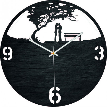 Drewniany zegar ścienny love in the park - LOVE