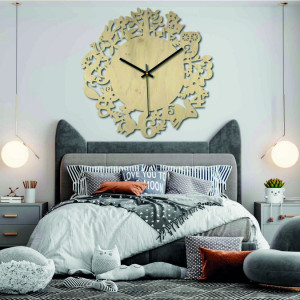 Zegar drewniany - Zwierzęta leśne - czarny i kolorowy |... 2