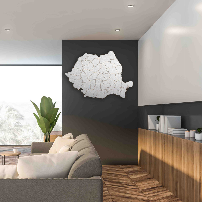 Drewniana mapa ścienna Romania - ROMA