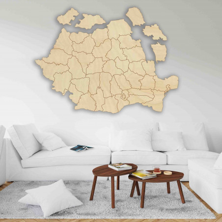 Drewniana mapa ścienna Romania - ROMA
