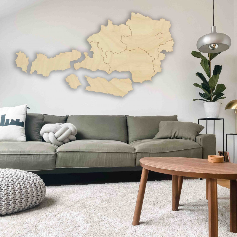 Drewniana mapa na ścianie Austrii - 10 szt |...