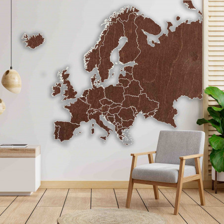 Drewniana mapa na ścianie Europy | SENTOP