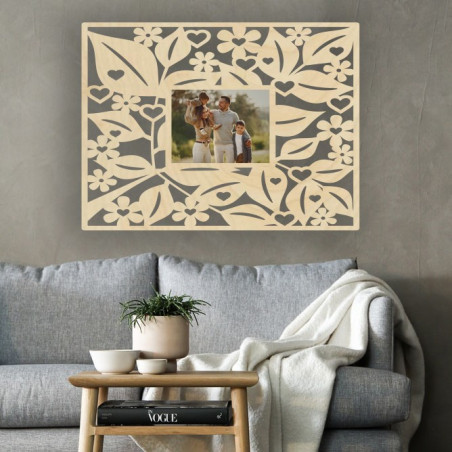 Drewniana ramka na zdjęcia na ścianę - prostokąt - do 60 x 80 cm