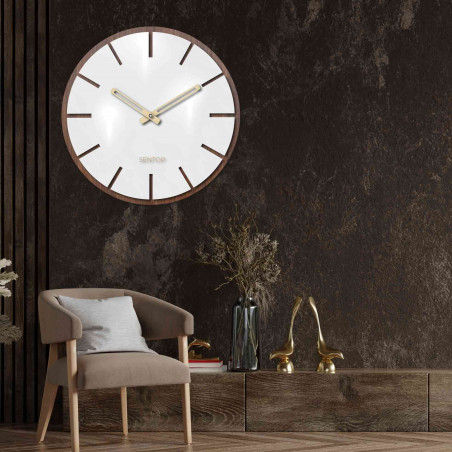 Drewniany zegar ścienny - Sentop | HDFK026 | orzech wenge