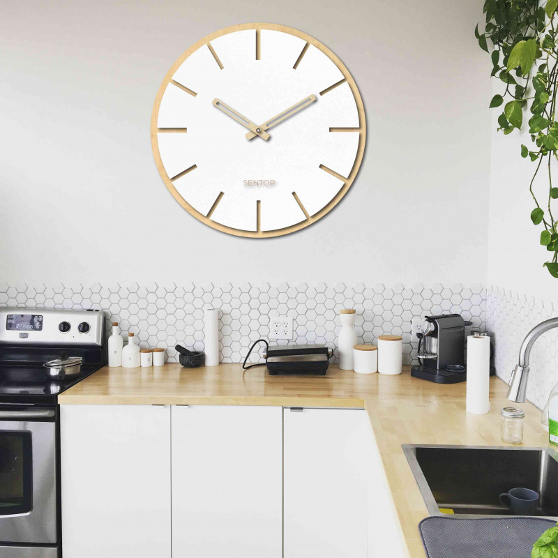 Drewniany zegar ścienny - Sentop | HDFK026 | klon