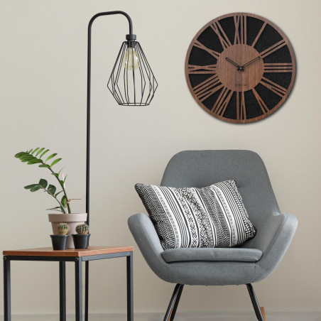 Zegar ścienny drewniany z cyframi rzymskimi - orzech wenge