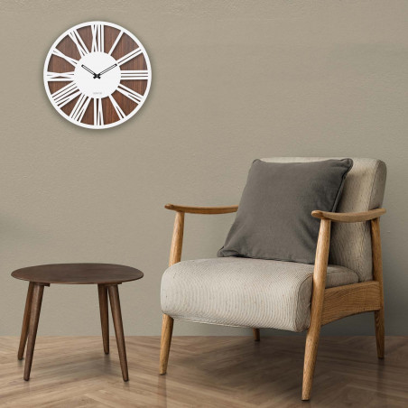 Zegar ścienny drewniany z cyframi rzymskimi - orzech wenge