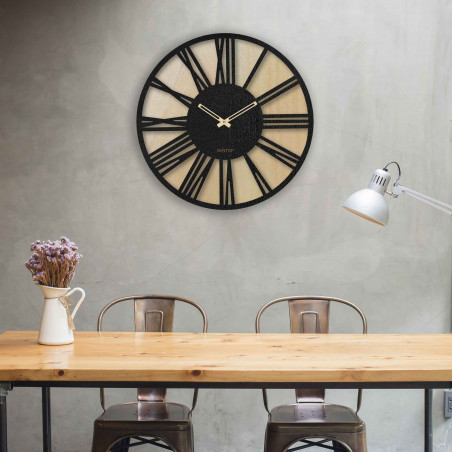 Drewniany zegar ścienny z cyframi rzymskimi - Sentop | HDFK029 | klon