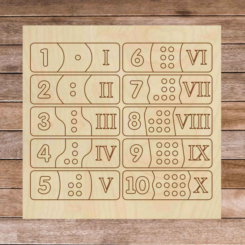 Puzzle drewniane dla dzieci - cyfry rzymskie 30...