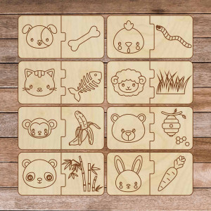 Puzzle drewniane dla dzieci - Zwierzęta i jedzenie - 16... 2