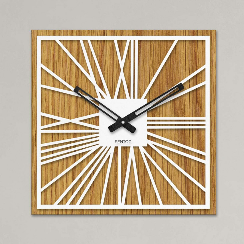 Drewniany zegar ścienny - Sentop | HDFK031 | dąb
