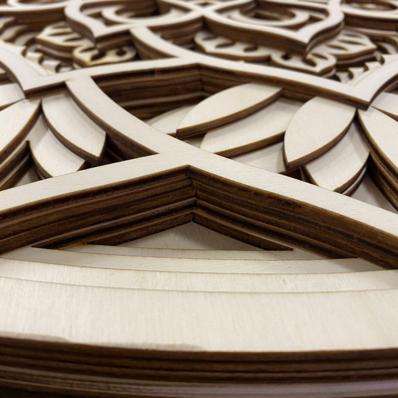 Duży, 3D, drewniany obraz ścienny I Mandala komunikacji