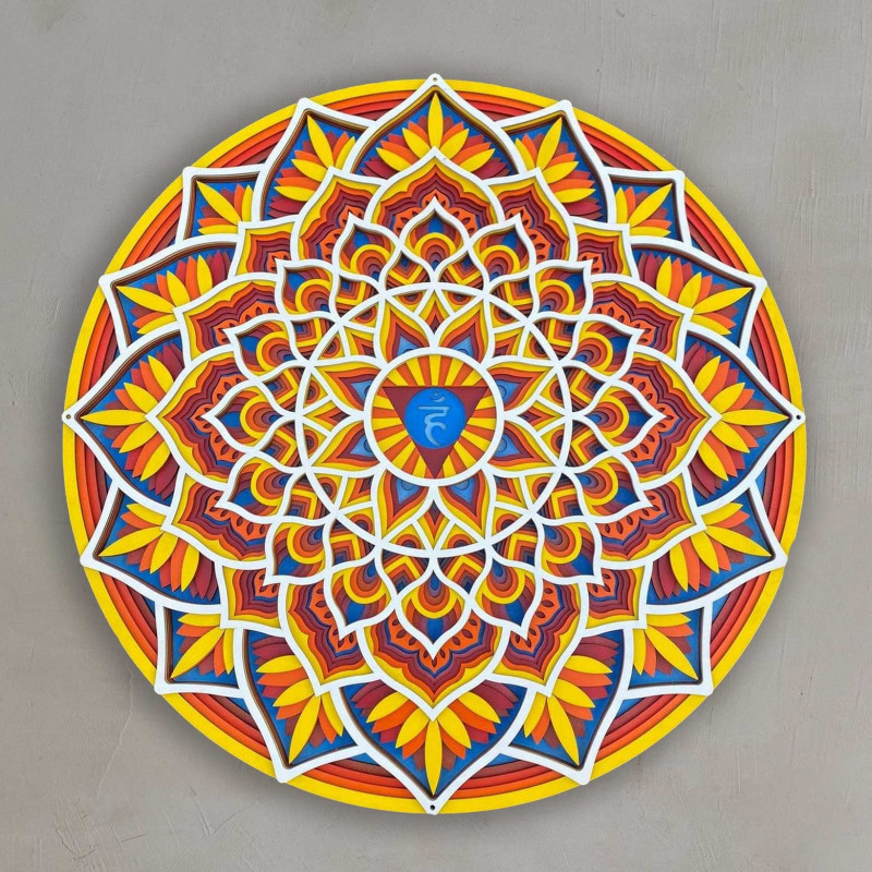 Drewniana mandala na ścianę z energią feng shui...