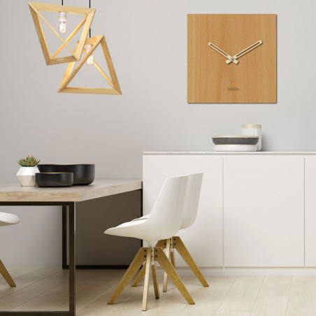 Minimalistyczny zegar ścienny - Sentop kwadrat HDFK036 | z drewna