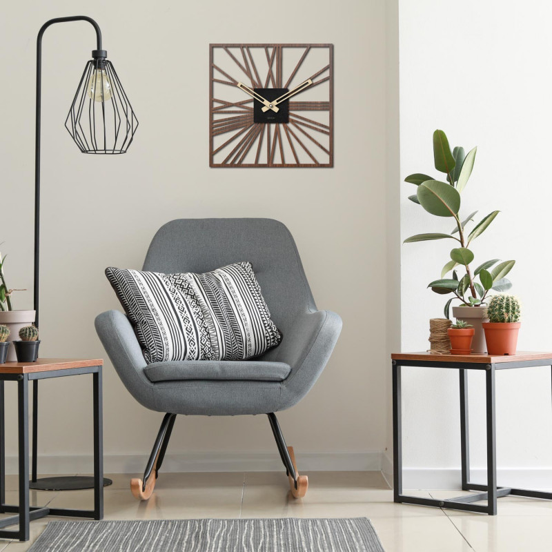 Drewniany zegar ścienny | HDFK038 | orzech wenge