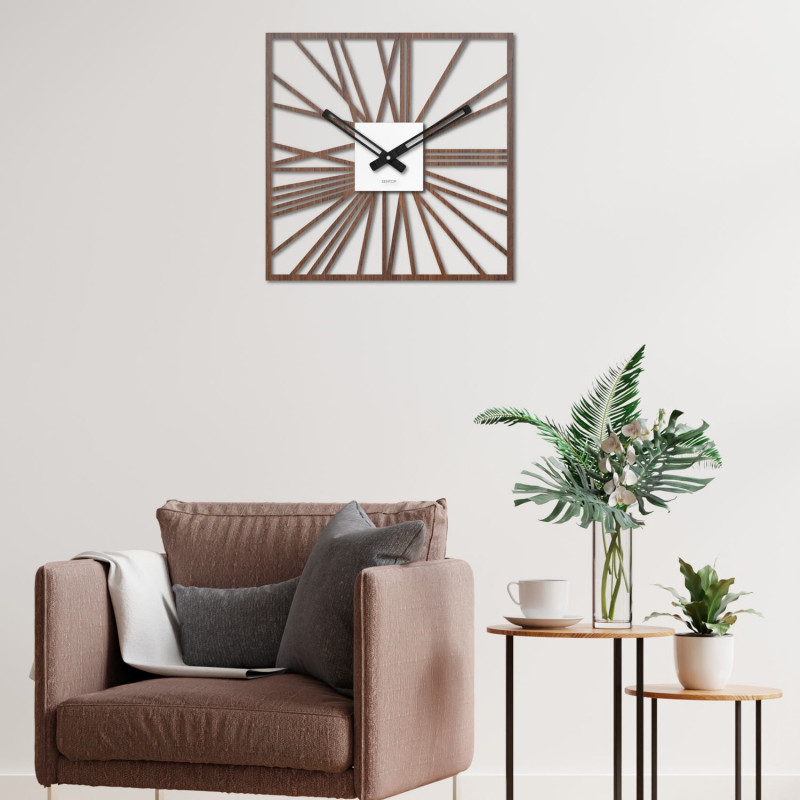 Drewniany zegar ścienny | HDFK038 | orzech wenge