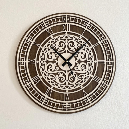 Elegancki drewniany zegar ścienny - Sentop | PR0463 | dwuwarstwowy