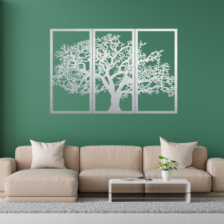 Drewniana dekoracja ścienna Drzewo życia: zestaw 3 paneli