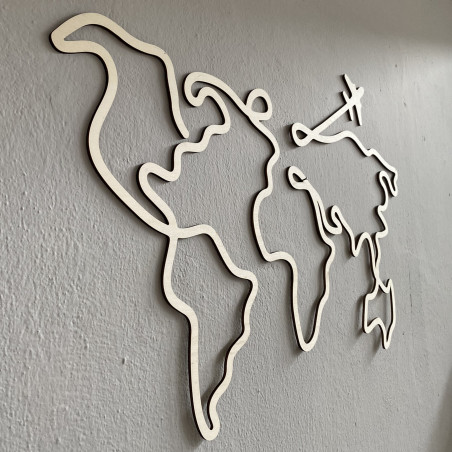 Designerska drewniana mapa świata na ścianę - WorldLines