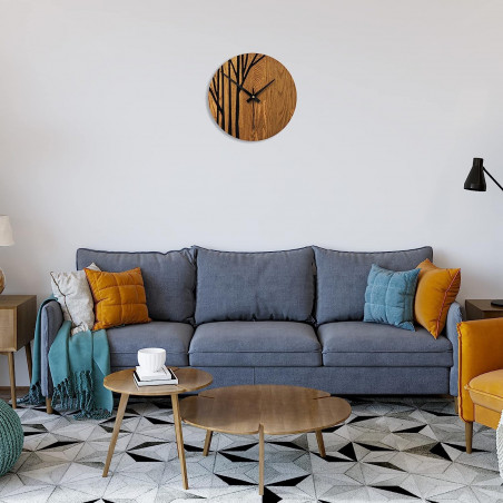 Zegar ścienny wykonany z gałęzi drewna dębowego - LOLITA