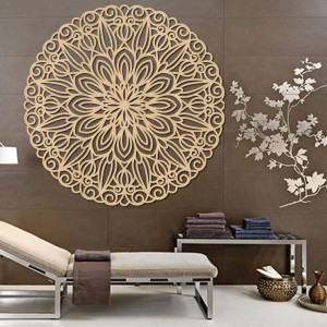 Rzeźbiona drewniana mandala na ścianę, kwiat czasu - ORIN 2