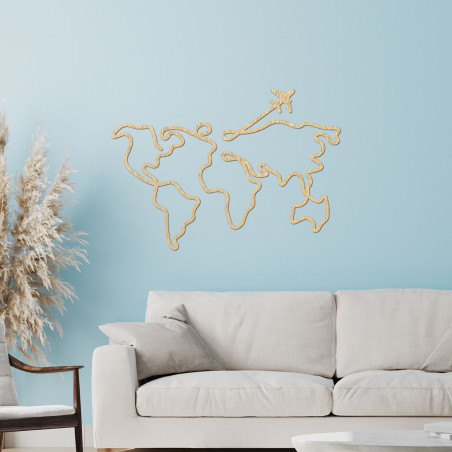 Designerska drewniana mapa świata na ścianę - WorldLines