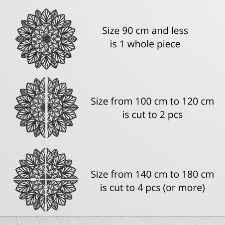 Rozmiar mandali. Projekt tej mandali inspirowany jest starożytnym symbolem Kwiatu Życia. Rozmiar mandali. Projekt tej mandali inspirowany jest starożytnym symbolem Kwiatu Życia.