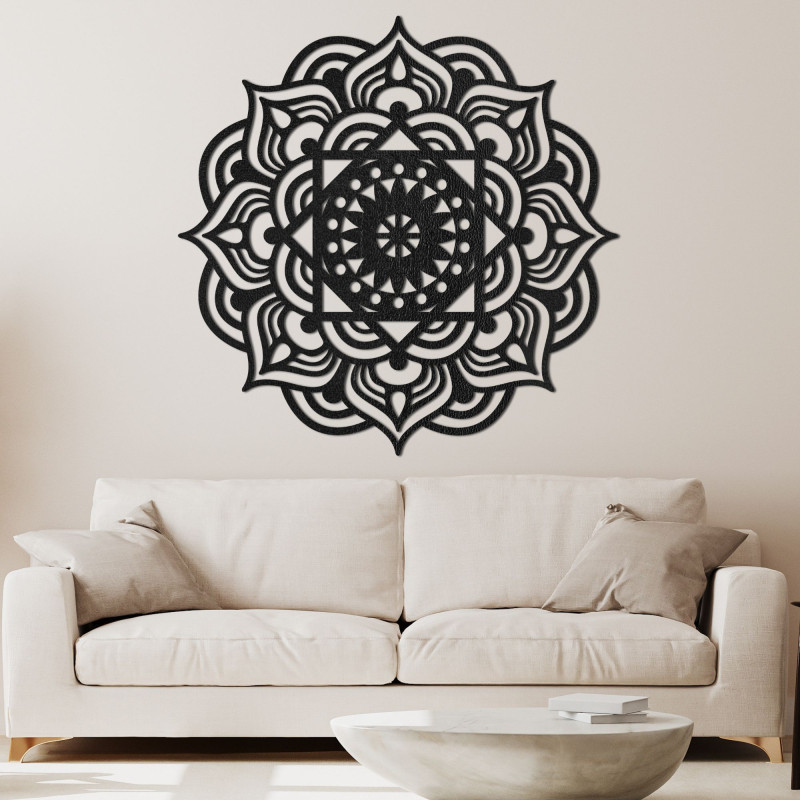 Orientalny obraz ścienny z drewnianą mandalą - SYMMETRY